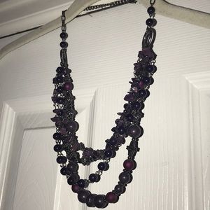 Purple and silver layered necklace